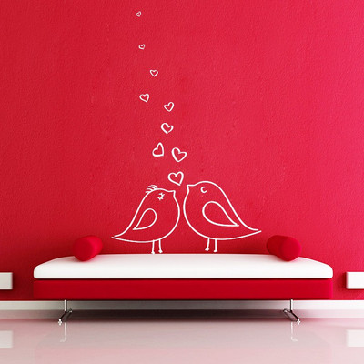 Creatick Studio 35.56 cm Birds in Love Wall Decal Self Adhesive Sticker(Pack of 1)