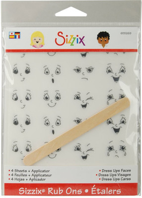 

Sizzix Medium 655269 Rub Ons Dress Ups Faces Sticker(Pack of 4)