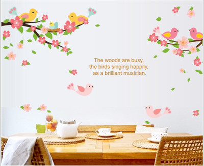 

Oren Empower Very Sweet Birds Singing On Tree Wall Stickers(80 cm X cm 150, Multicolor)