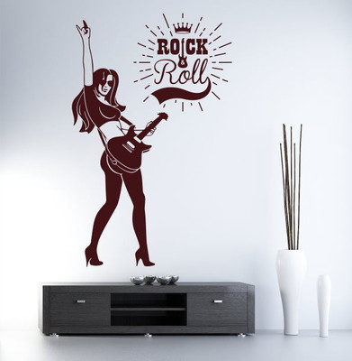 

Hoopoe Decor  Rock and roll girl Sticker(Pack of 1, Brown