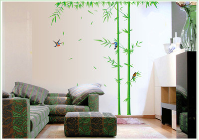Oren Empower 2pc/Set (Double Sheet) Green Bamboo Decorwall Sticker(220 cm X cm 220, Green)