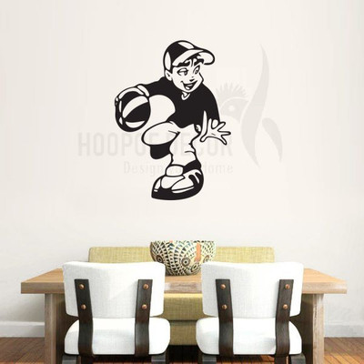 

Hoopoe Decor  Boy Playing with Ball Sticker(Pack of 1, Black