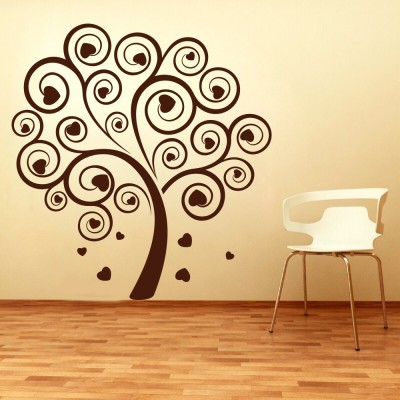 DECOR KAFE 35.56 cm Decal Style Heart Valentine's Tree Wall Art Small Size-13*14 Inch Self Adhesive Sticker(Pack of 1)