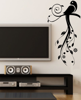 

Veldeco flower [H55xW28]cm  cut work vinyl self adhesive walldecal Sticker(Pack of 1, Black