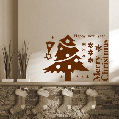 Decor Villa 71 cm Decor villa Merry Christmas & Happy New Year Wall Decal & Sticker Self Adhesive Sticker(Pack of 1)