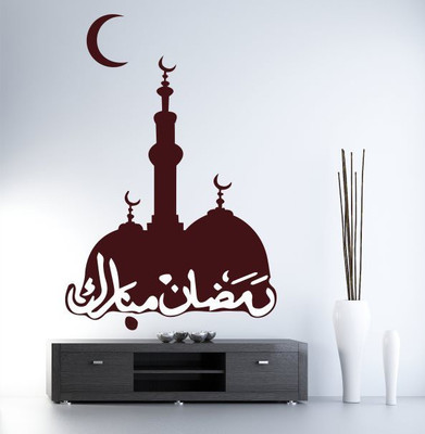 

Hoopoe Decor  Beautiful mosque with moon Sticker(Pack of 1, Brown