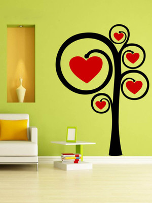 Trends on WALL 72 cm Heart Tree_2 Self Adhesive Sticker(Pack of 1)
