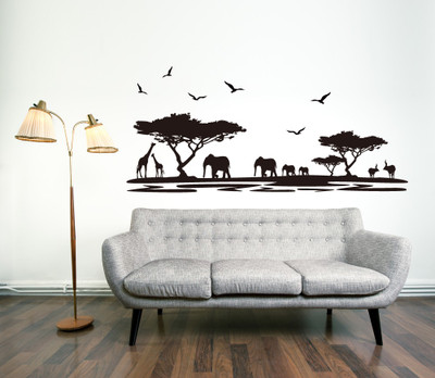 Asmi Collections 90 cm Jungle in Evening Removable Sticker(Pack of 1)