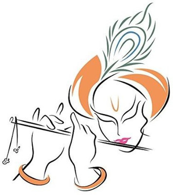 Asmi Collections 80 cm Beautiful God Krishna with Flute Removable Sticker(Pack of 1)