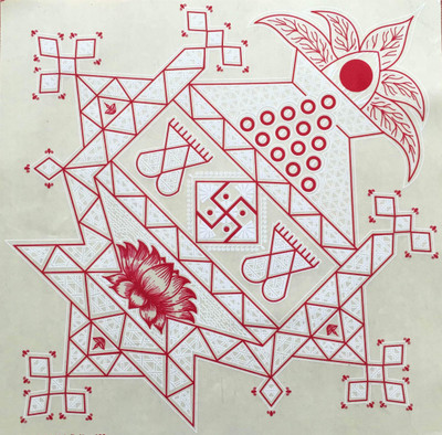 

Suman Creations  Magnetic Rangoli Sticker(Pack of 6, Red