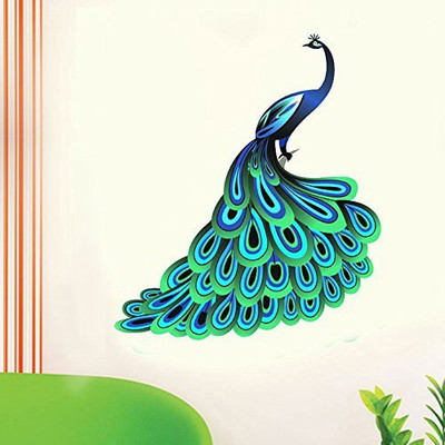 Asmi Collections 90 cm Beautiful Peacock Removable Sticker(Pack of 1)
