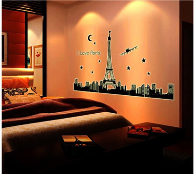 

Oren Empower Great luminous Paris large wall sticker(92 cm X cm 165, Black)
