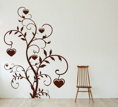 Creatick Studio 38.1 cm Love Shaped Tree Wall Decal Self Adhesive Sticker(Pack of 1)