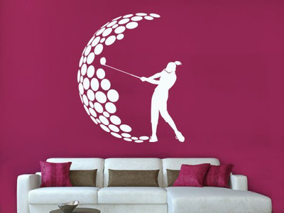 

Hoopoe Decor  Girl playing golf Sticker(Pack of 1, White