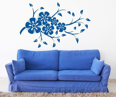 

Hoopoe Decor  Beautiful flower Sticker(Pack of 1, Blue