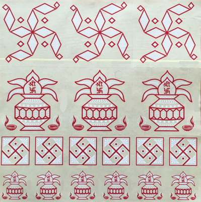 

Suman Creations  Rangoli Sticker Sticker(Pack of 6, Red