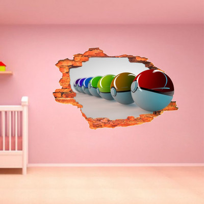 Creatick Studio 73.66 cm Colourful Balls 3D Sticker(Pack of 1)
