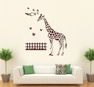 

Hoopoe Decor  Zebra with butterfly in a jungle Sticker(Pack of 1, Brown