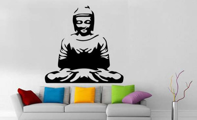 

Hoopoe Decor  Meditating Buddha 9 Sticker(Pack of 1, Black