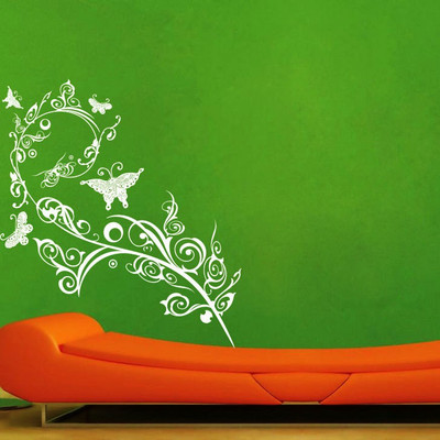 Creatick Studio 50.8 cm ButterFly Swirl Branch Wall Decal Self Adhesive Sticker(Pack of 1)