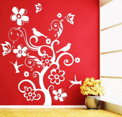 Creatick Studio 73.66 cm Bird Tree Wall Decal Self Adhesive Sticker(Pack of 1)