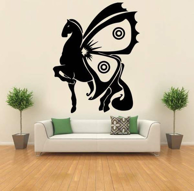 

Hoopoe Decor  Horse and butterfly Sticker(Pack of 1, Black