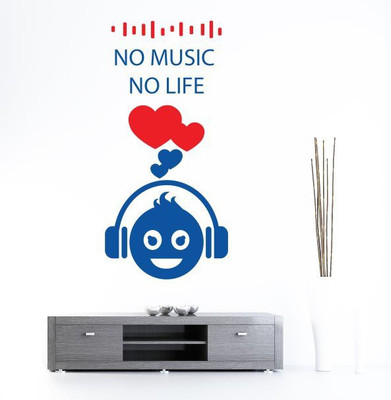 

Hoopoe Decor  No music no life Sticker(Pack of 1, Blue