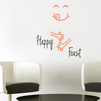 HAPPYSTICKY 80 cm Happy Feast Removable Sticker(Pack of 1)