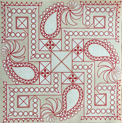 Suman Creations  magnetic rangoli Sticker(Pack of 6, Red