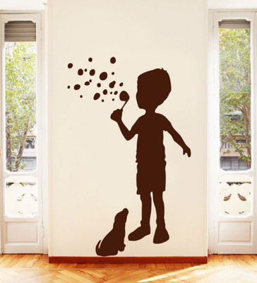 Creatick Studio 76.2 cm Child and A Dog Wall Decal Self Adhesive Sticker(Pack of 1)