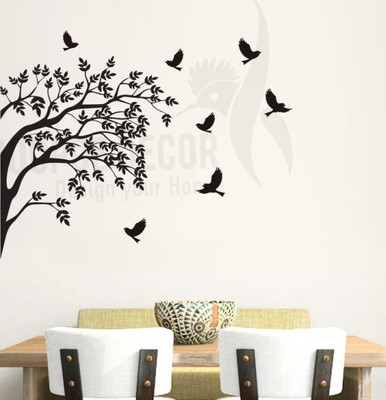 

Hoopoe Decor  Tree and Birds Sticker(Pack of 1, Black