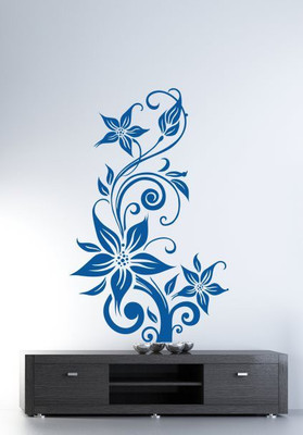 

Hoopoe Decor  Beautiful flowers 2 Sticker(Pack of 1, Blue