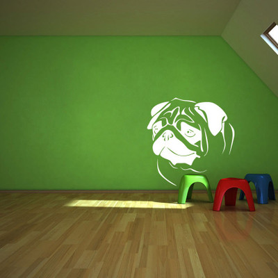 Creatick Studio 109.22 cm Pug Wall Decal Self Adhesive Sticker(Pack of 1)