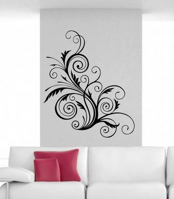 

Veldeco flower [H60xW49]cm  cut work vinyl self adhesive walldecal Sticker(Pack of 1, Black