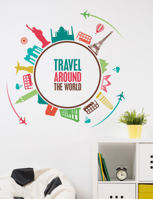 Littlebuds 100 cm Travel Around The World Removable Sticker(Pack of 1)