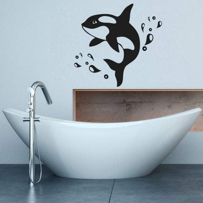 

Hoopoe Decor  Fish jumping out from water Sticker(Pack of 1, Black
