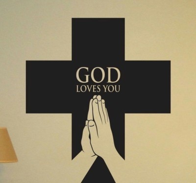 Asmi Collections 90 cm God Loves You Self Adhesive Sticker(Pack of 1)