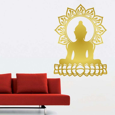 Creatick Studio 43 cm Creatick Studio Buddha On Lotus Wall Decal Self Adhesive Sticker(Pack of 1)
