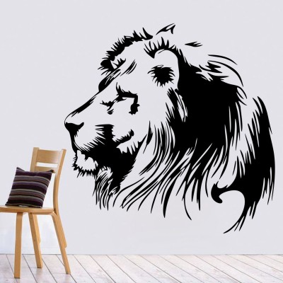 Creatick Studio 152.4 cm Lion Face Wall Sticker Self Adhesive Sticker(Pack of 1)