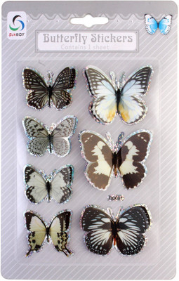 

Sunboy  3D Self Sticking Butterfly Wall Art Decor Sticker(Pack of 1, Multicolor