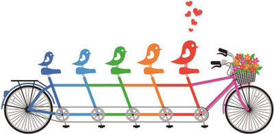 Asmi Collections 120 cm Cute Love Birds on Cycle Removable Sticker(Pack of 1)