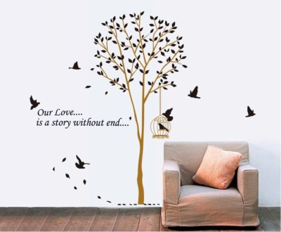 

Onebuy.in-Tree And Bird  PVC Sticker(Pack of 1, Multicolor