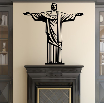 

Veldeco Jesus [H55xW54]cm  cut work vinyl self adhesive walldecal Sticker(Pack of 1, Black