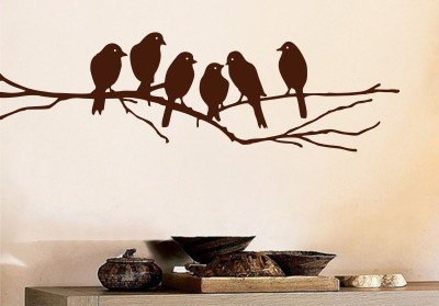 Creatick Studio 91.44 cm Birds Branch Wall Decal Self Adhesive Sticker(Pack of 1)