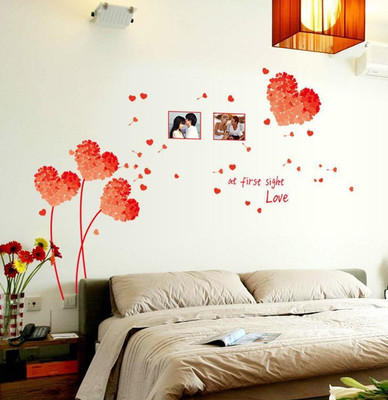 

Looks United  PVC Red Flower Heart Photo Frame wall Sticker(Pack of 1