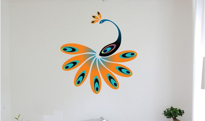 Asmi Collections 80 cm Beautiful and Cheerful Peacock Removable Sticker(Pack of 1)