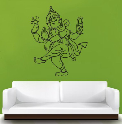 

Hoopoe Decor  Lord Ganesha Danching Pose Sticker(Pack of 1, Black
