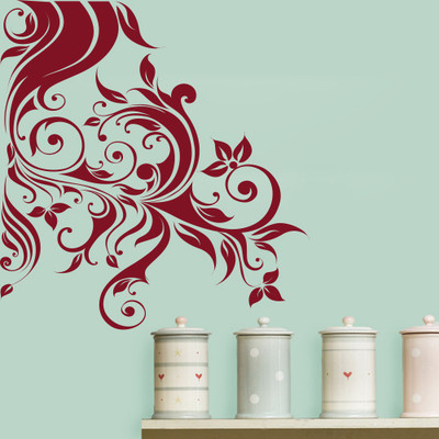 Creatick Studio 76.2 cm Sided Swirl Design Wall sticker Self Adhesive Sticker(Pack of 1)