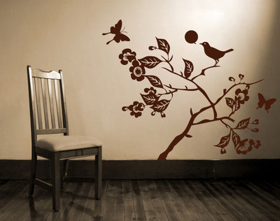 Creatick Studio 91.44 cm Bird on Tree Wall Decal Self Adhesive Sticker(Pack of 1)