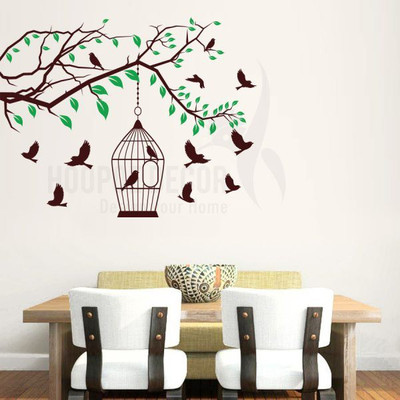 

Hoopoe Decor  Branch and Birds Sticker(Pack of 1, Brown